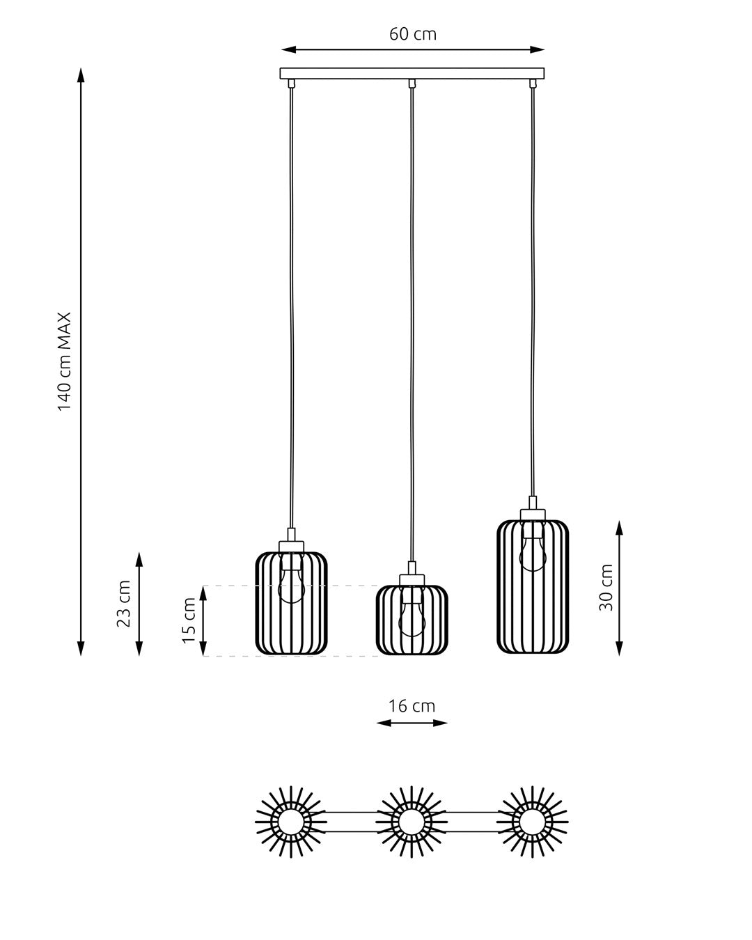 VANDER Industriële Hanglamp – 3-Lichts Zwart/Goud