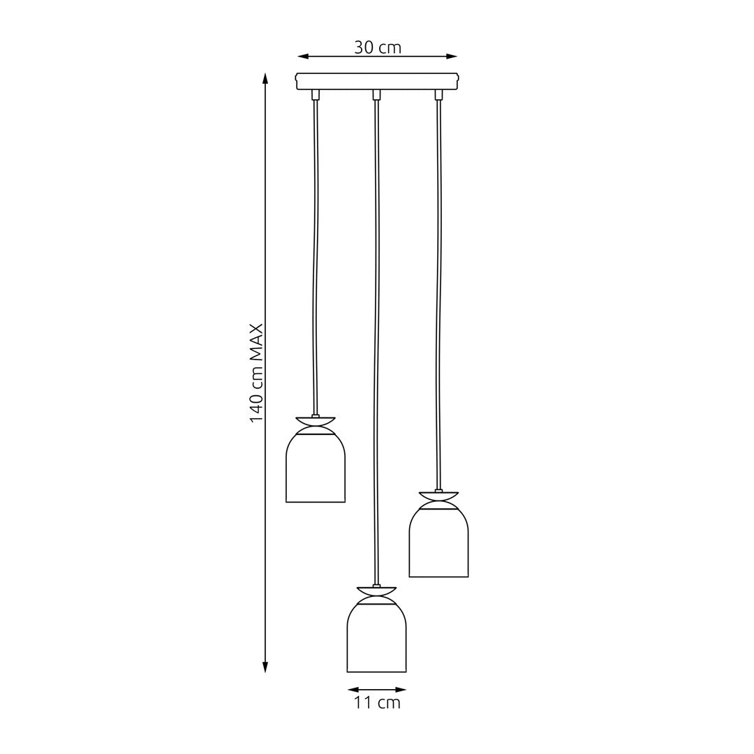 Target 3-Lichts Hanglamp – Industrieel Zwart met Gouden Accenten (140x30 cm)