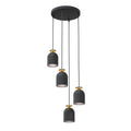 Target Industriële Hanglamp met Gouden Accenten – Mat Zwart (4-Lichts)