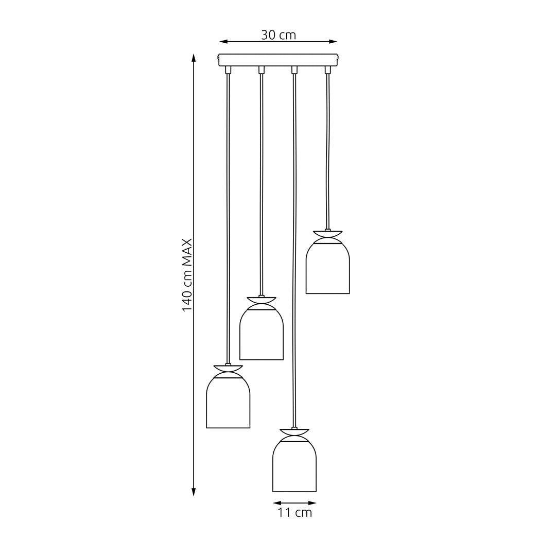 Target Industriële Hanglamp met Gouden Accenten – Mat Zwart (4-Lichts)
