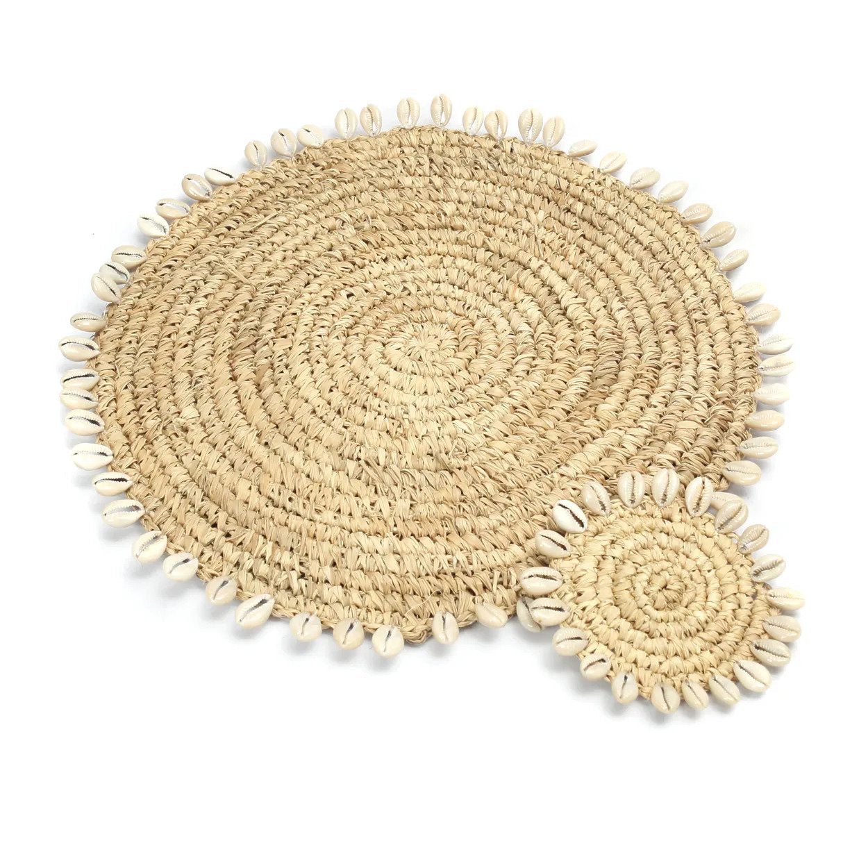 De raffia schelpenplacemat - naturel