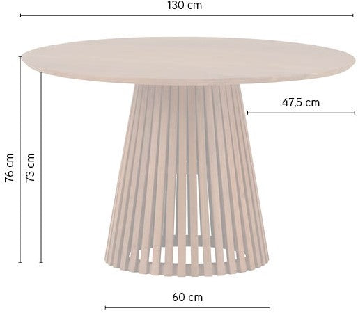Eetkamertafel Ø130, Acacia naturel