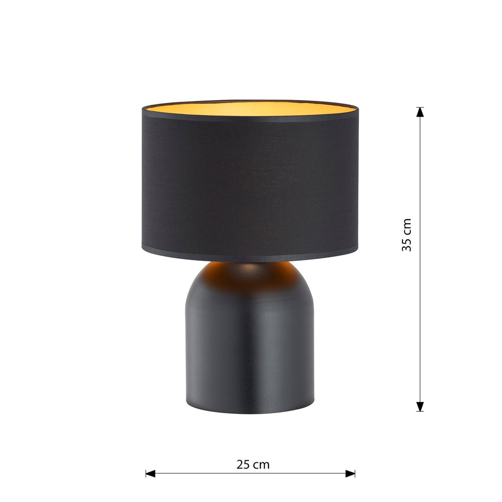 ASPEN Scandinavische Tafellamp – Mat Zwart & Goud (Ø 25 cm)