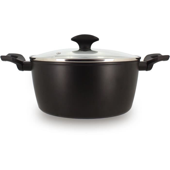 Menastyl Gesmeed Aluminium Stoofpan – 24 cm – Zwart