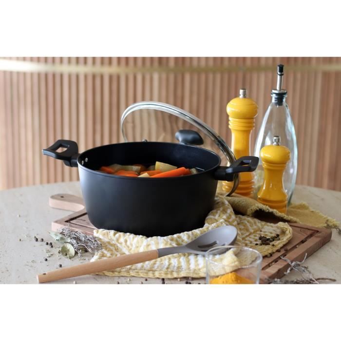 Menastyl Gesmeed Aluminium Stoofpan – 24 cm – Zwart