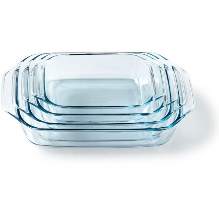 Pyrex Rechthoekige Ovenschalenset – Glas – 4-delig