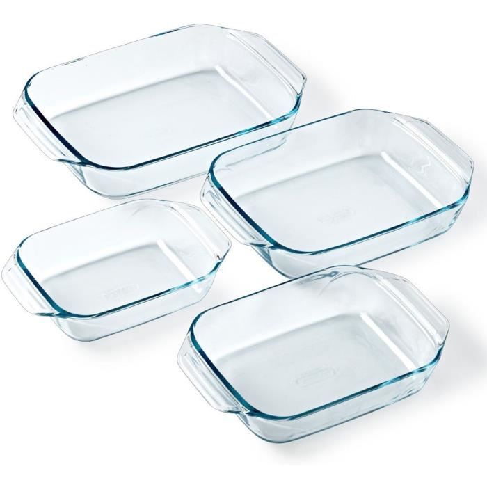 Pyrex Rechthoekige Ovenschalenset – Glas – 4-delig