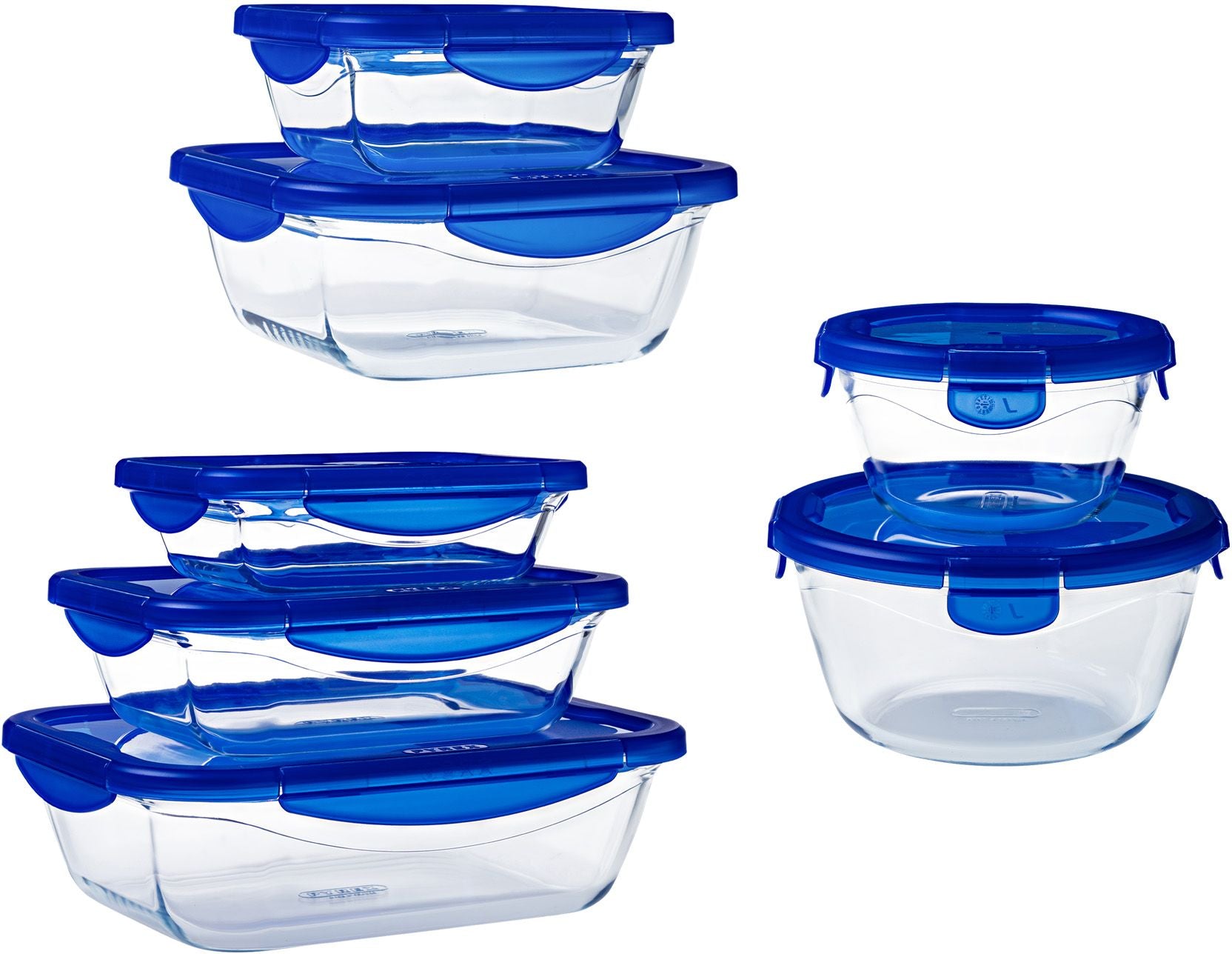 Pyrex - Cook & Go Schaal Set van 7 Stuks - Borosilicaatglas - Transparant / Blauw