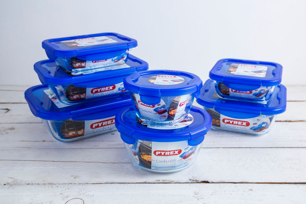Pyrex - Cook & Go Schaal Set van 7 Stuks - Borosilicaatglas - Transparant / Blauw