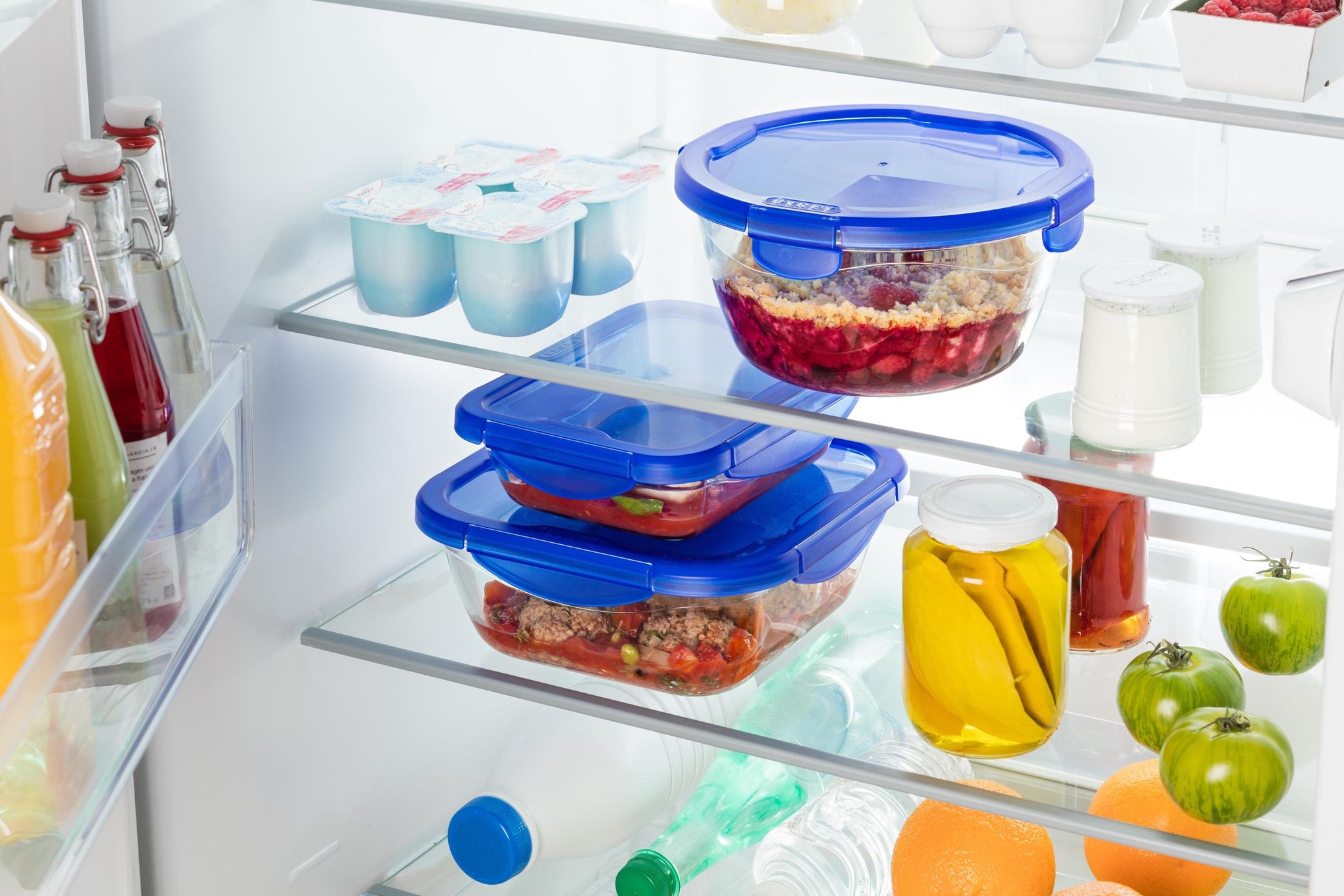 Pyrex - Cook & Go Schaal Set van 7 Stuks - Borosilicaatglas - Transparant / Blauw