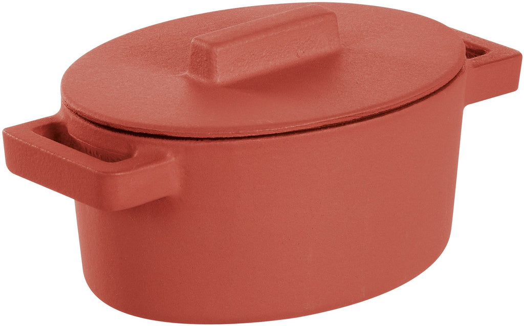 Sambonet Terra.Cotto Ovale Gietijzeren Braadpan met Deksel – 13×10 cm