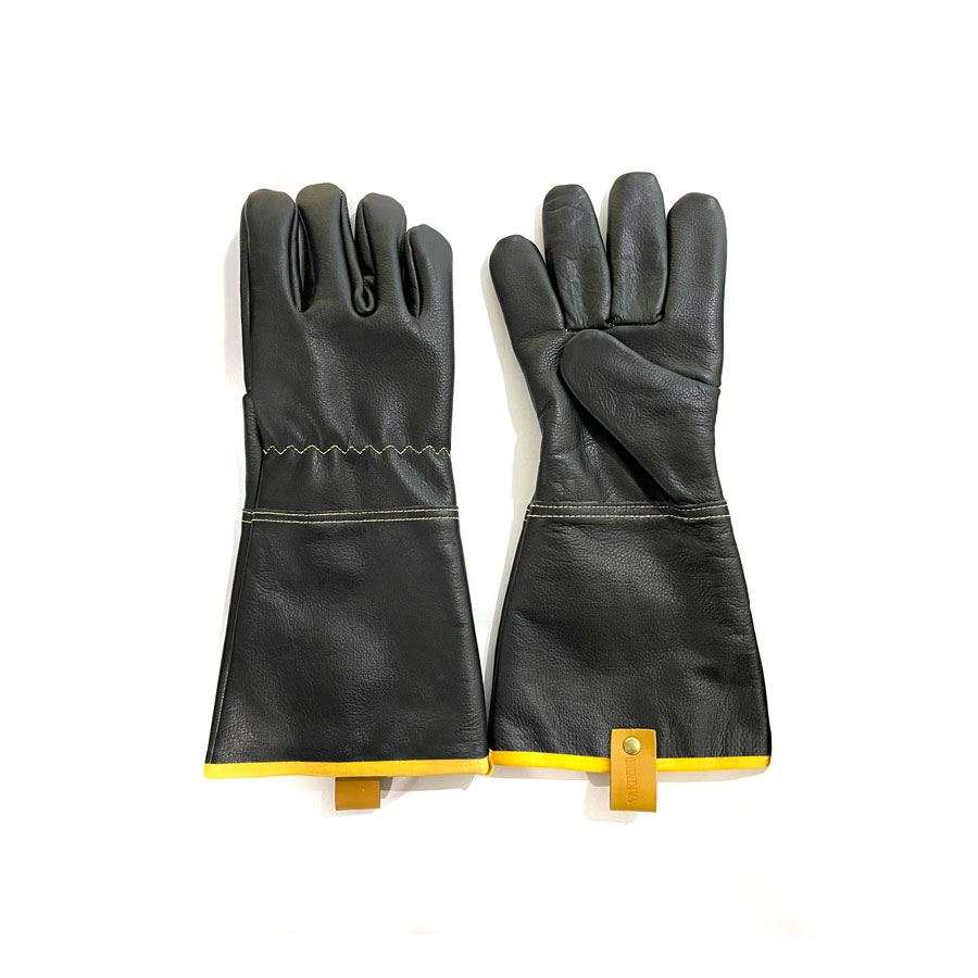 YAKINIKU Premium BBQ-Lederhandschoenen – Hittebestendig & Waterafstotend – Zwart/Bruin
