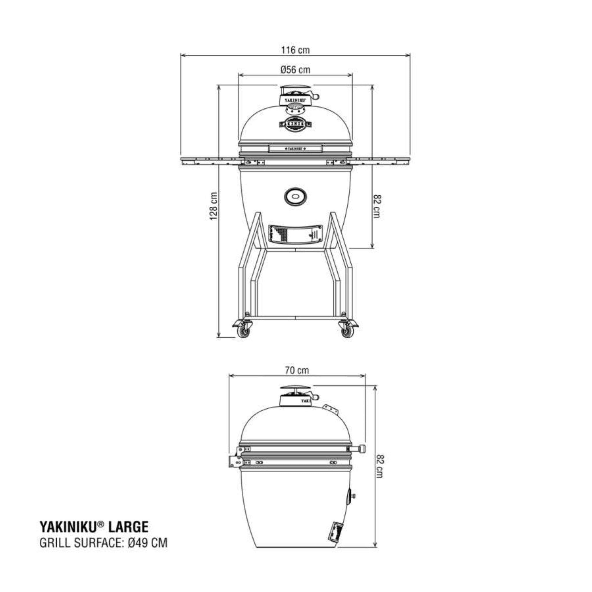 Yakiniku BBQ Kamado 19" Large – Zwart Keramisch – Ø 56 cm