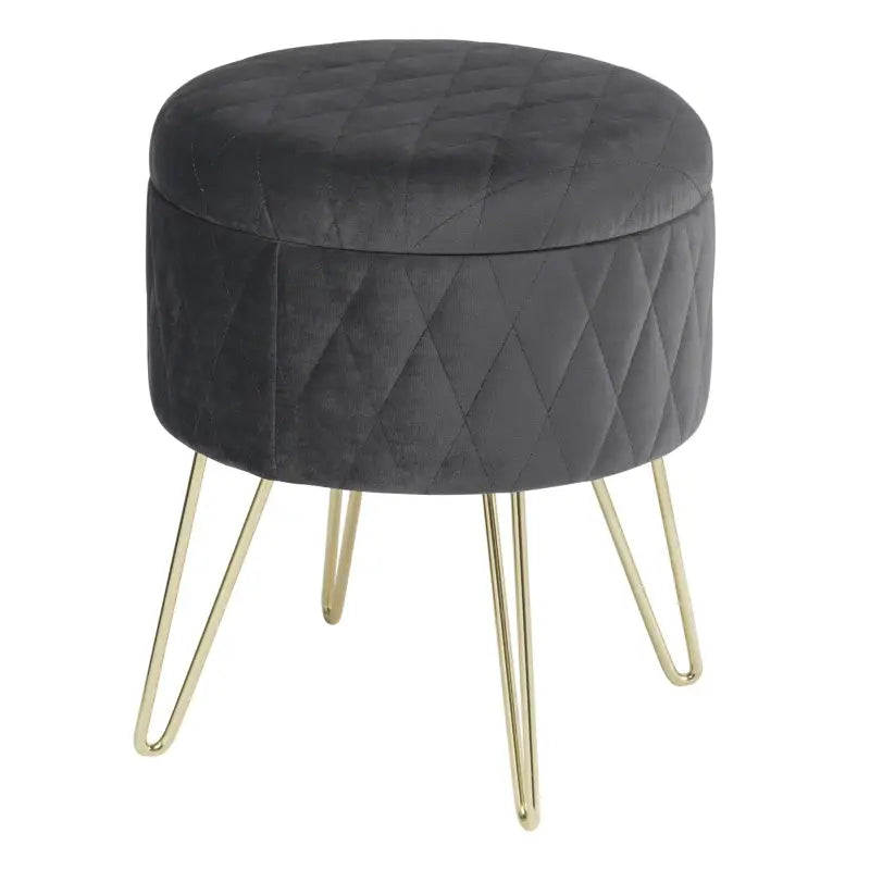 Fluwelen Poef met Opbergruimte – Met Gouden Onderstel – 31.5x31.5x36 cm – Stabiel en Comfortabel