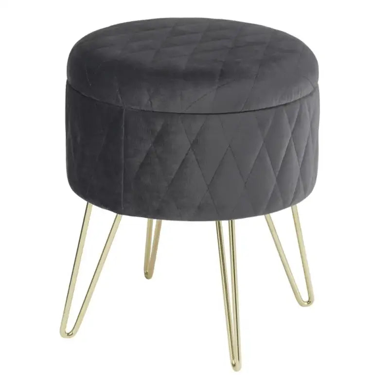 Fluwelen Poef met Opbergruimte – Met Gouden Onderstel – 31.5x31.5x36 cm – Stabiel en Comfortabel