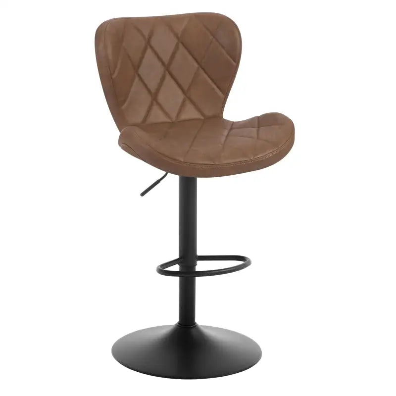 Verstelbare Barkruk met Rugleuning - Vintage Imitatieleer/Velvet/Metaal - 360° Draaibaar
