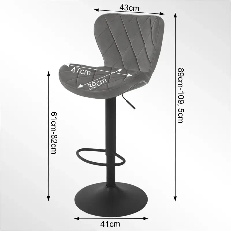 Verstelbare Barkruk met Rugleuning - Vintage Imitatieleer/Velvet/Metaal - 360° Draaibaar