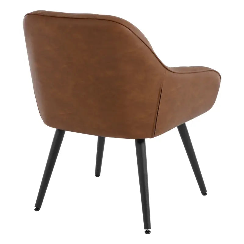 Vintage Fauteuil/Eetkamerstoel met Armleuningen - Imitatieleer/Metaal/Schuim - Comfortabele Kuipstoel - 150 kg Draagvermogen - Bruin