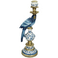 Decoratieve Papegaai Kandelaar | Blauw Handgeschilderd (40 cm)