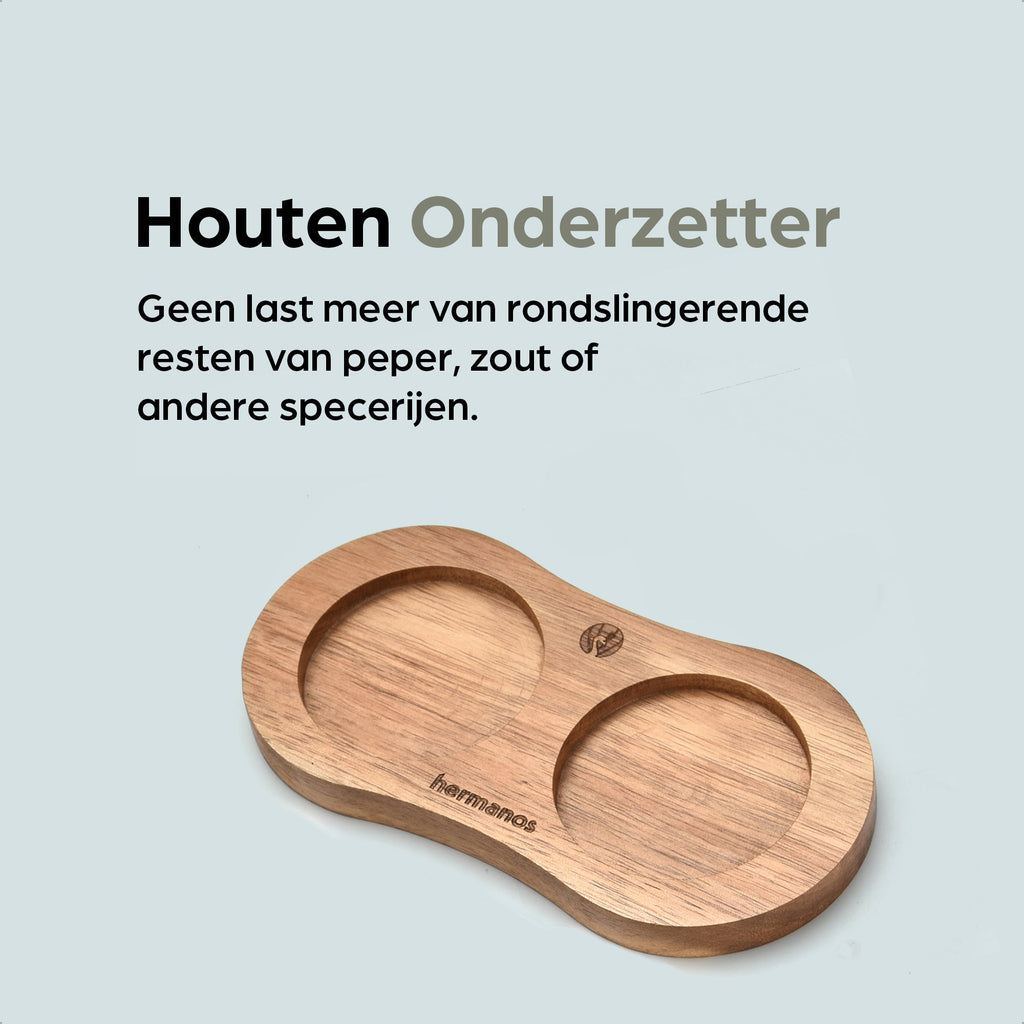 Peper en Zoutmolen Set Handmatig Bruin - Lyon - 22cm
